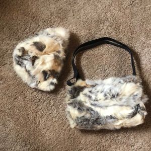 Vintage fur handbag and hat. Gucci look